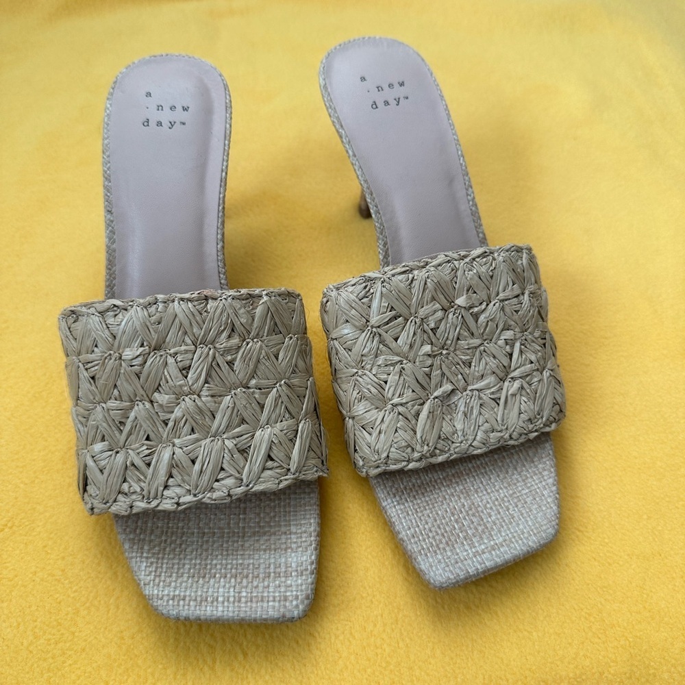 A New Day Beige Woven Mules
